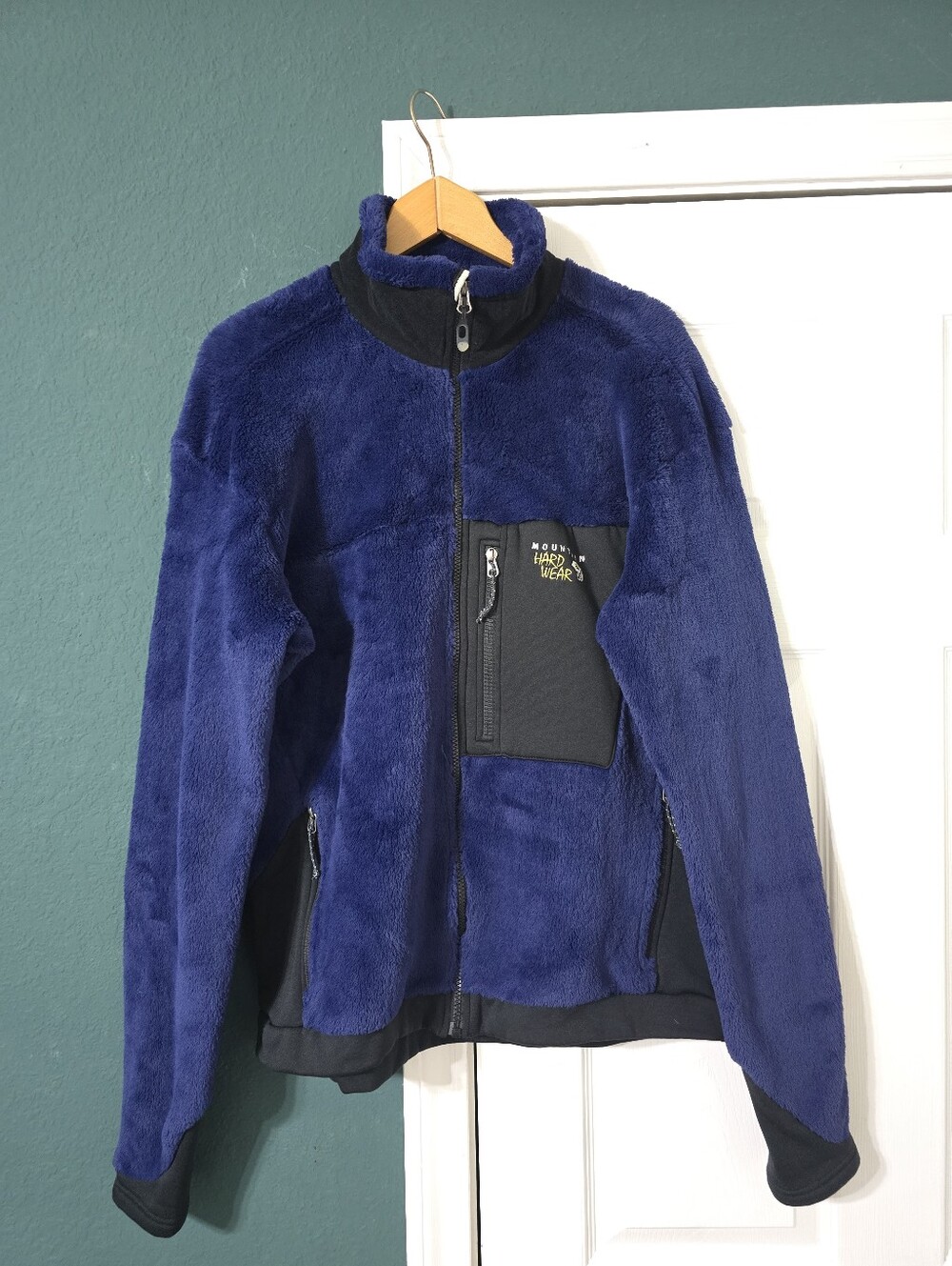 EUC Mountain Hardwear Navy Fleece Jacket Mens XL High Loft Polartec Camping Warm